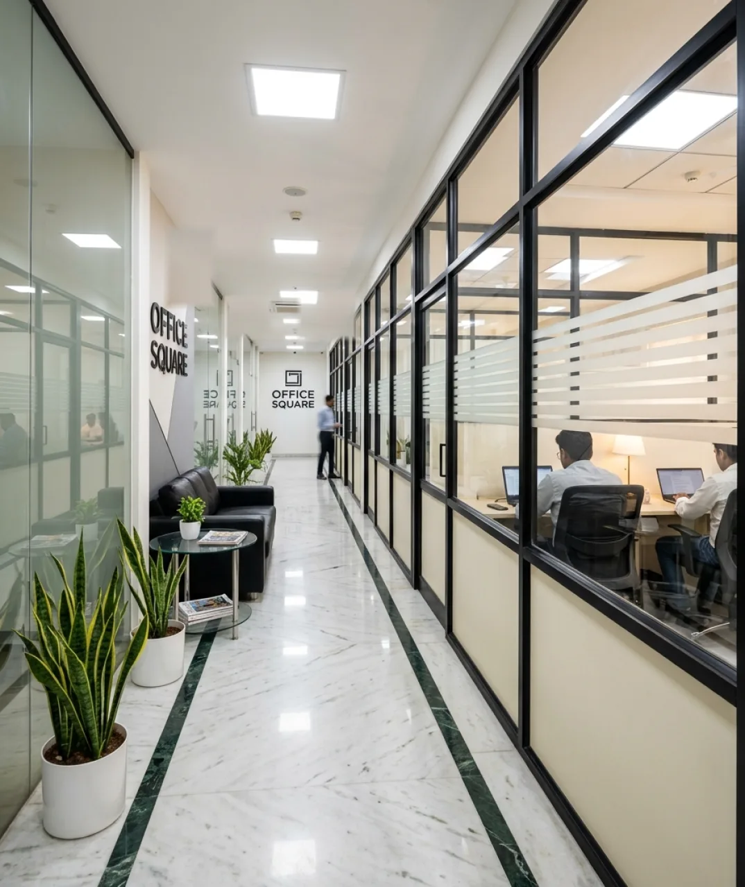 Interior of Office Square coworking space, Bais Godam, Jaipur